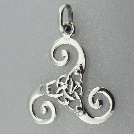 Zilveren Hanger Keltische Triskel met Triquetra   