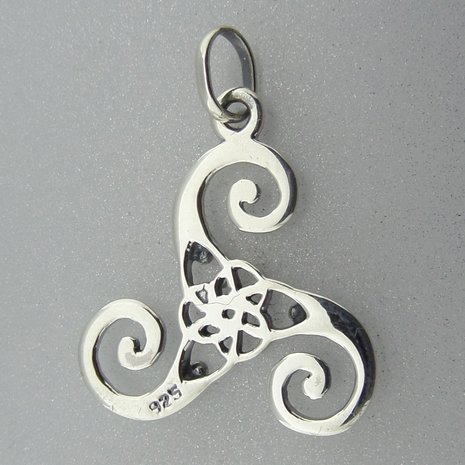 Zilveren Hanger Keltische Triskel met Triquetra   