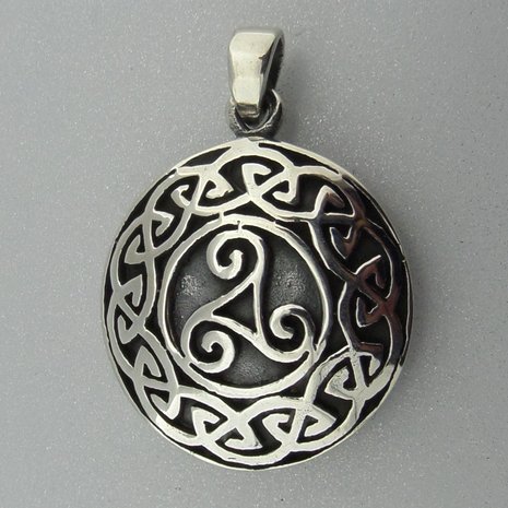  Zilveren Hanger Triskel in Keltische Cirkel  