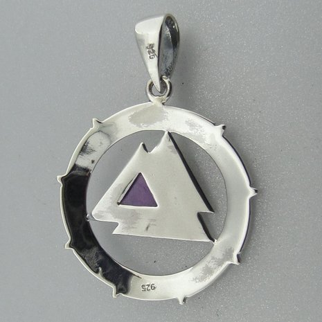 Zilveren Hanger Valknut met Amethist steentje  