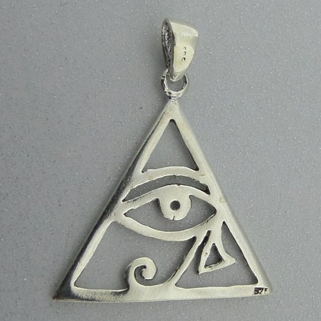 Zilveren Hanger Oog van Horus in Pyramide  