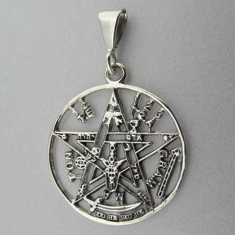 Zilveren Hanger Tetragrammaton Pentagram     