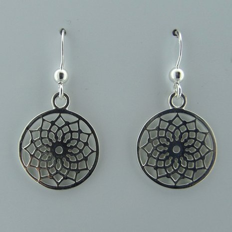 Zilveren Oorbel Flower of Life  