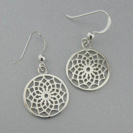 Zilveren Oorbel Flower of Life  