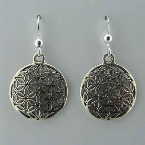 Zilveren Oorbel Flower of Life  