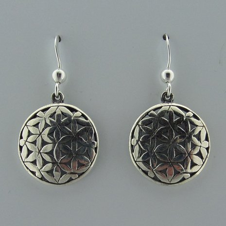 Zilveren Oorbel Flower of Life   