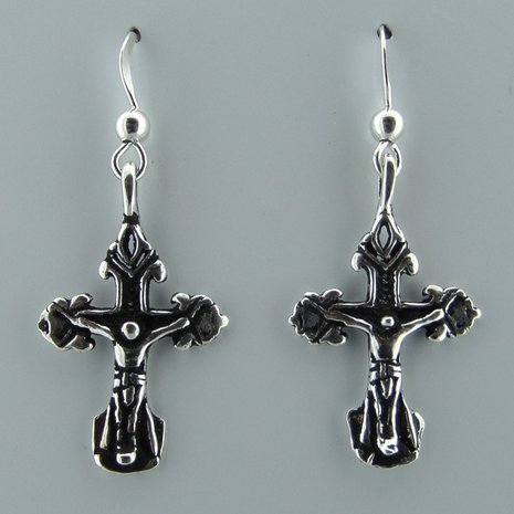 Zilveren Oorbel Crucifix  Kruis   