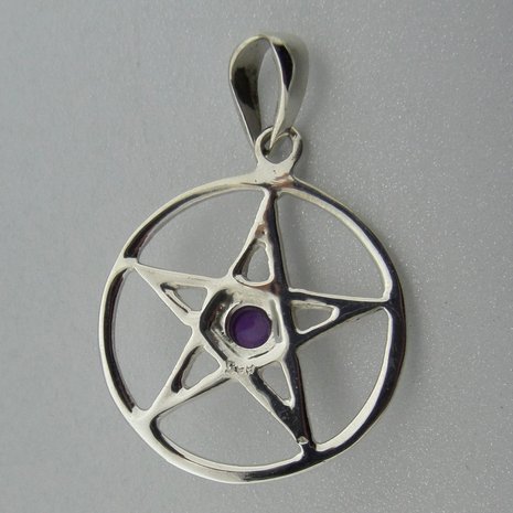 Zilveren Hanger Pentagram met Amethist    
