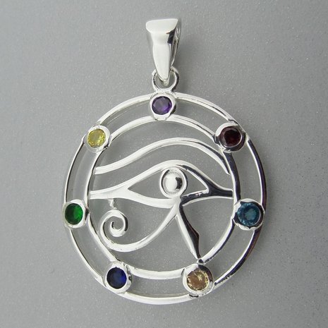 Zilveren Hanger Oog van Horus in Chakra 