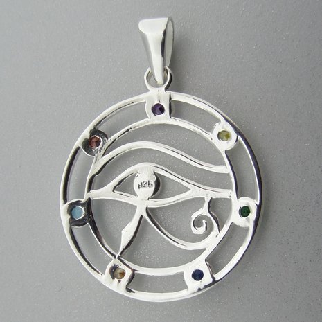 Zilveren Hanger Oog van Horus in Chakra 