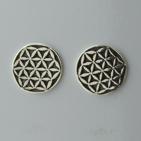 Zilveren Oorstekers Flower of Life  