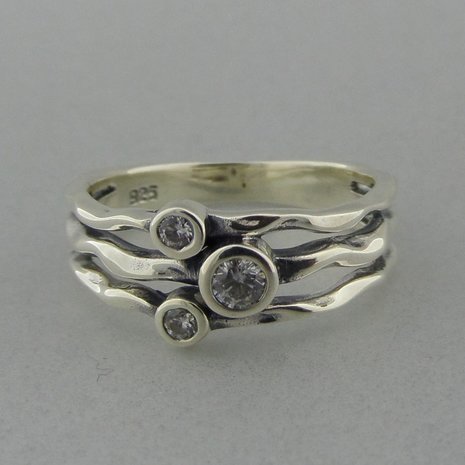 Zilveren Ring met Zirkonia Steentjes  