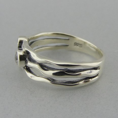 Zilveren Ring met Zirkonia Steentjes  