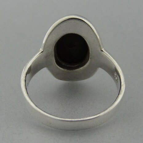 Zilveren Ring Glad met Onyx   