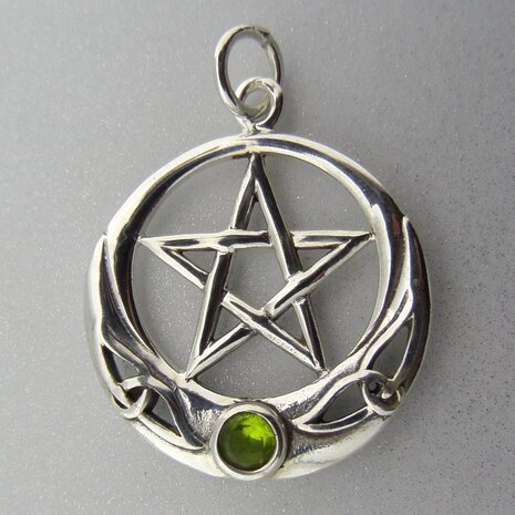 Zilveren Hanger Pentagram met Glas Steentje 