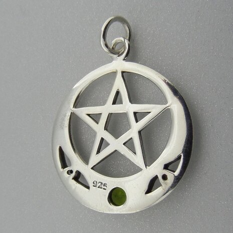 Zilveren Hanger Pentagram met Glas Steentje 