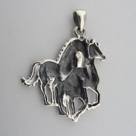 Zilveren Hanger Paarden achterkant