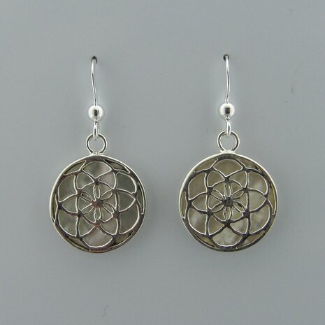 Zilveren Oorbel Flower of Life