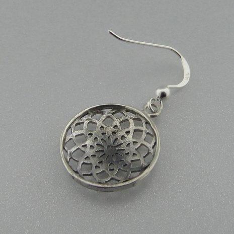 Zilveren Oorbel Flower of Life 