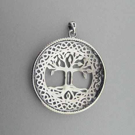 Zilveren Hanger Levensboom in Keltische Cirkel  