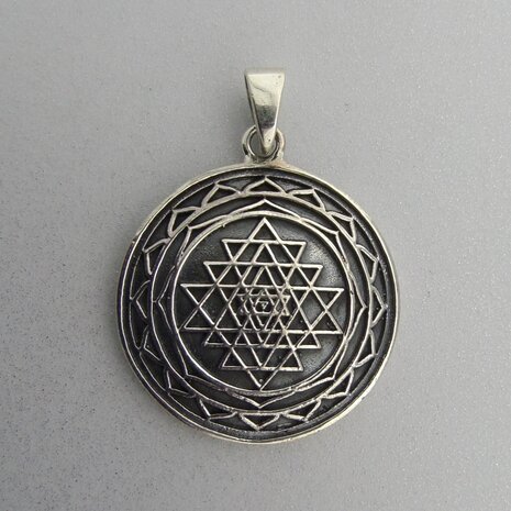 Zilveren Hanger Sri Yantra Lotus   