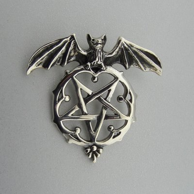 Zilveren Hanger Vleermuis met Pentagram