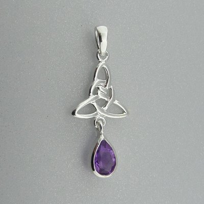 Zilveren Hanger Keltische Triquetra met Amethist