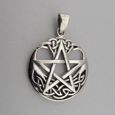 Zilveren Hanger Pentagram met Keltische Knoop