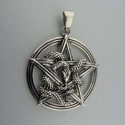 Zilveren Hanger Slang in Pentagram