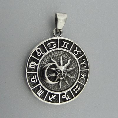 Zilveren Hanger Zodiac Sterrenbeeld met Zon en Halve Maan