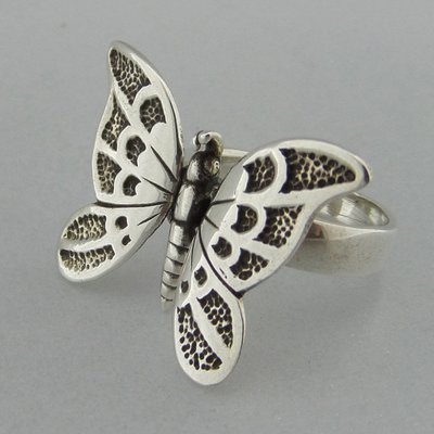 Zilveren Ring Vlinder beweegbaar