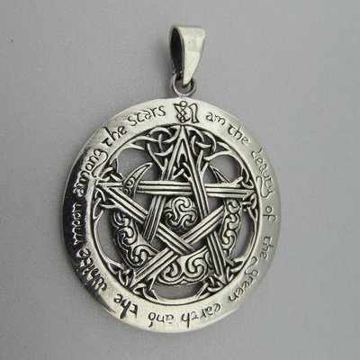 Zilveren Hanger Pentagram Halve Maan Keltische Triskel Triquetra