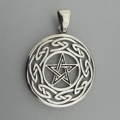 Zilveren Hanger Pentagram in Keltische Cirkel