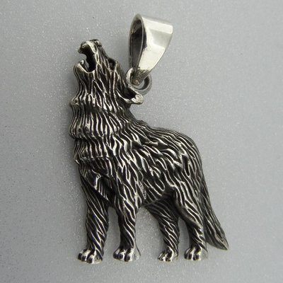 Zilveren Hanger Huilende Wolf