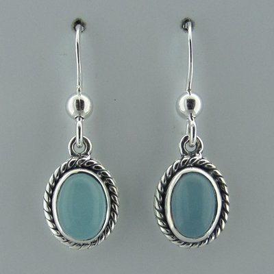 Zilveren Oorbel Aqua Chalcedony