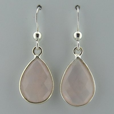 Zilveren Oorbel Rose Quartz