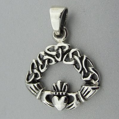 Zilveren Hanger Claddagh met Triquetra