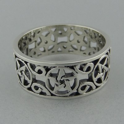 Zilveren Band Ring Pentagram