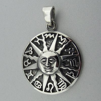 Zilveren Hanger Zon met Horoscoop tekens