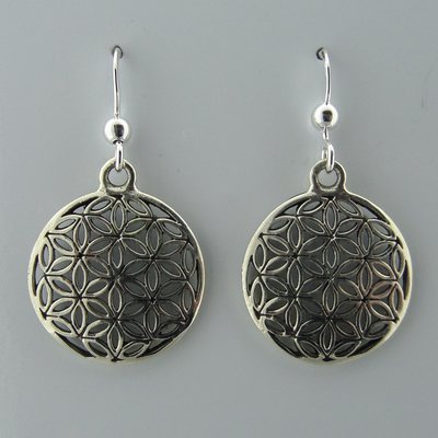 Zilveren Oorbel Flower of Life