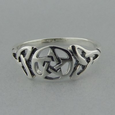 Zilveren Ring Pentagram met Keltische Triquetra