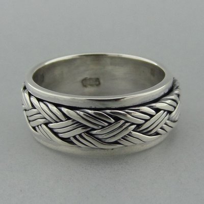 Zilveren Band Ring Draaibaar Vlecht