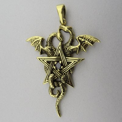 Bronzen Hanger Draken in Pentagram