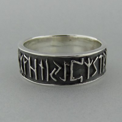 Zilveren Band Ring met Runentekens