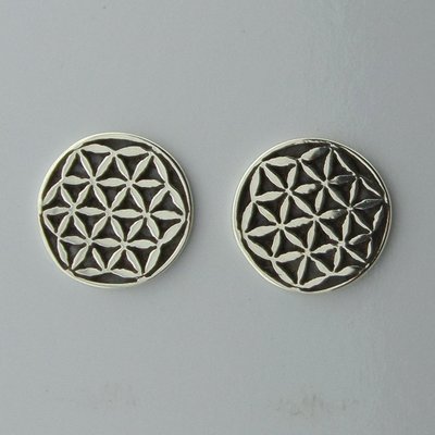 Zilveren Oorstekers Flower of Life