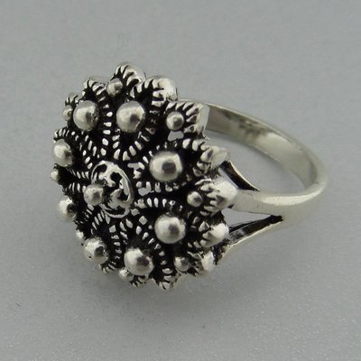 Zilveren Ring Bloem met Markasietjes