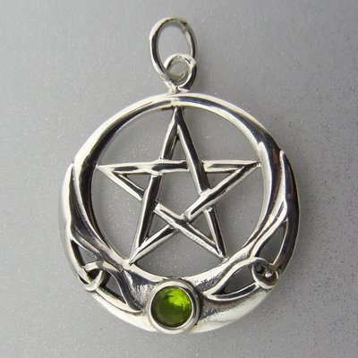 Zilveren Hanger Pentagram met Glas Steentje