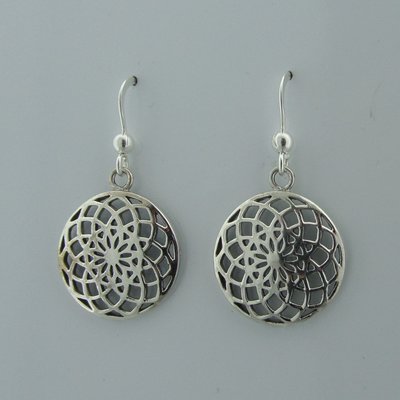 Zilveren Oorbel Flower of Life